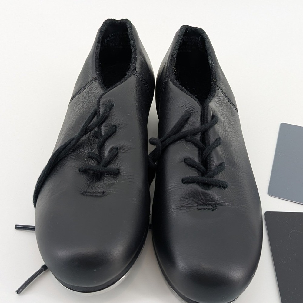 Capezio Kids Black Leather Tele Tone Tap Shoes CG19C Size 12.5 M